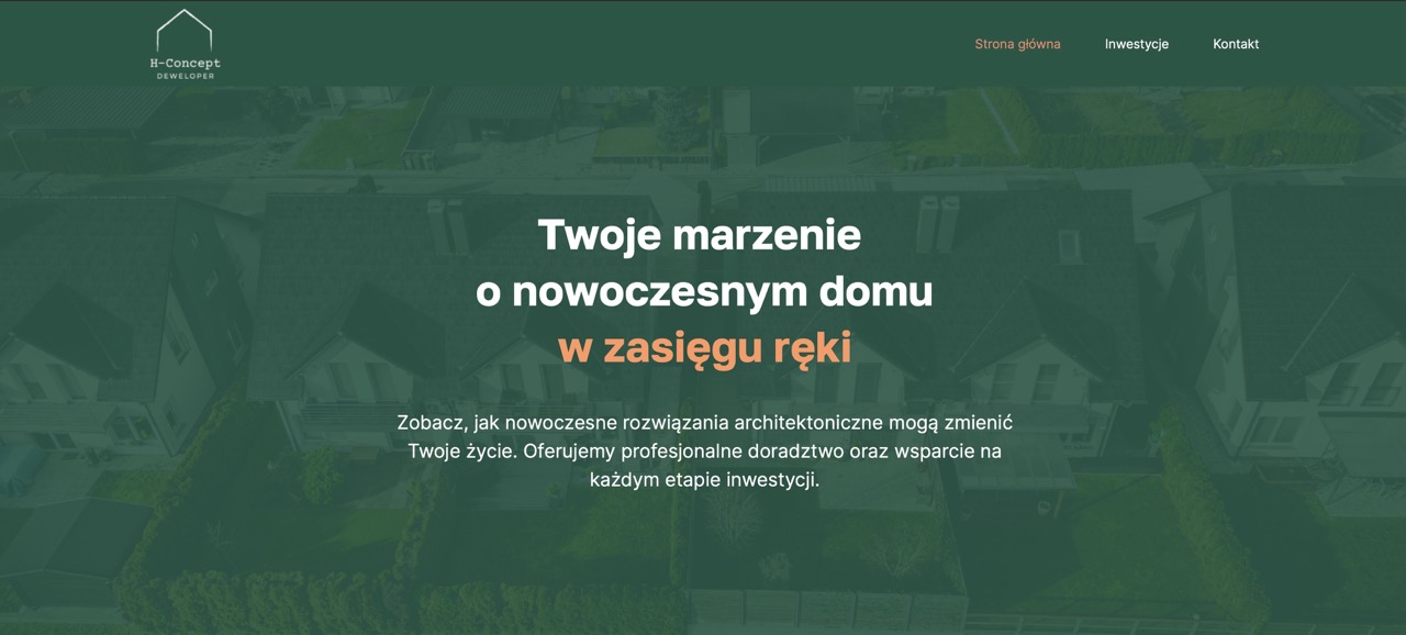 Screenshot of the HC Deweloper investments website