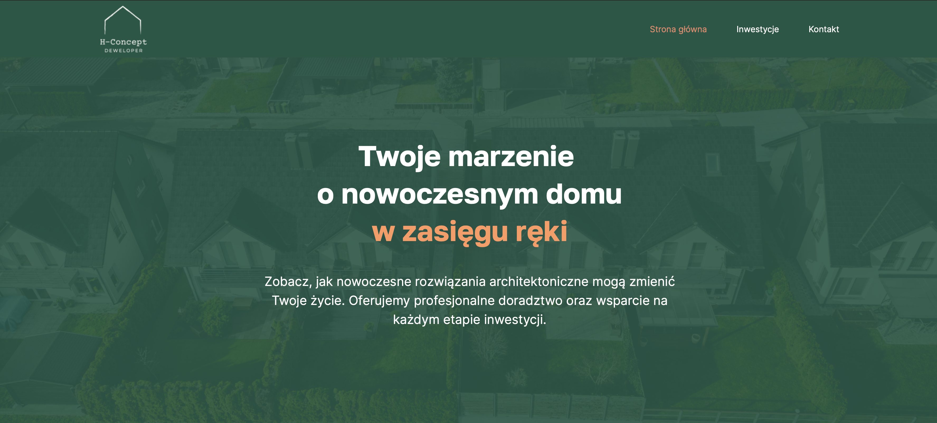 Screenshot of the HC Deweloper investments website