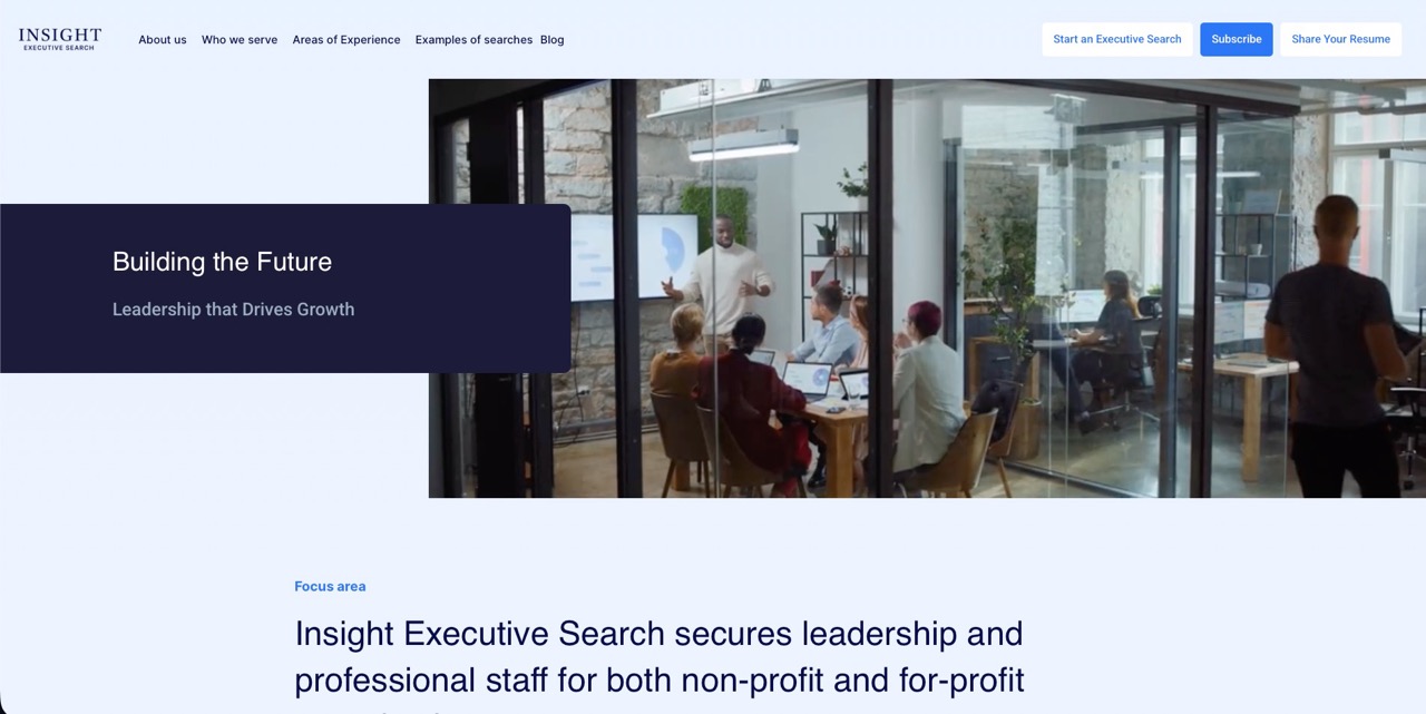 Screenshot of the Insight Executive Search website