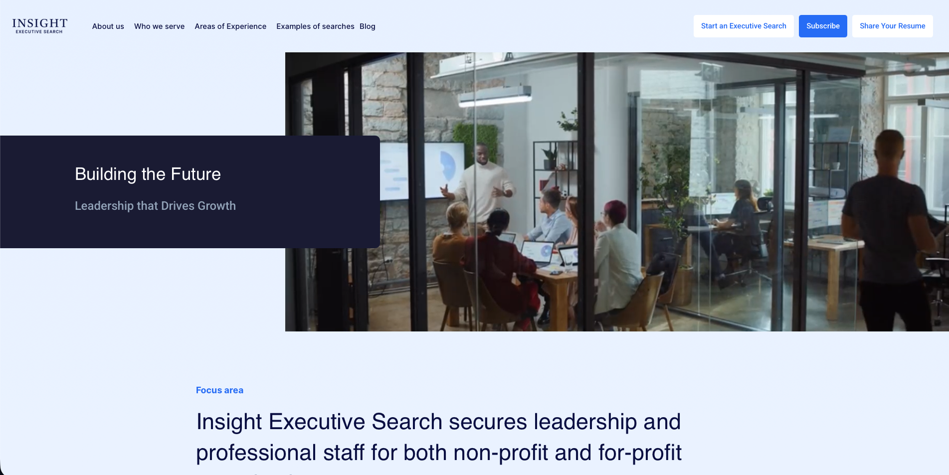 Screenshot of the Insight Executive Search website