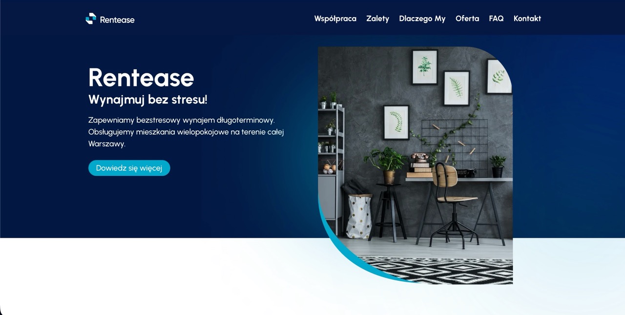 Screenshot of the Rentease long-term rental website