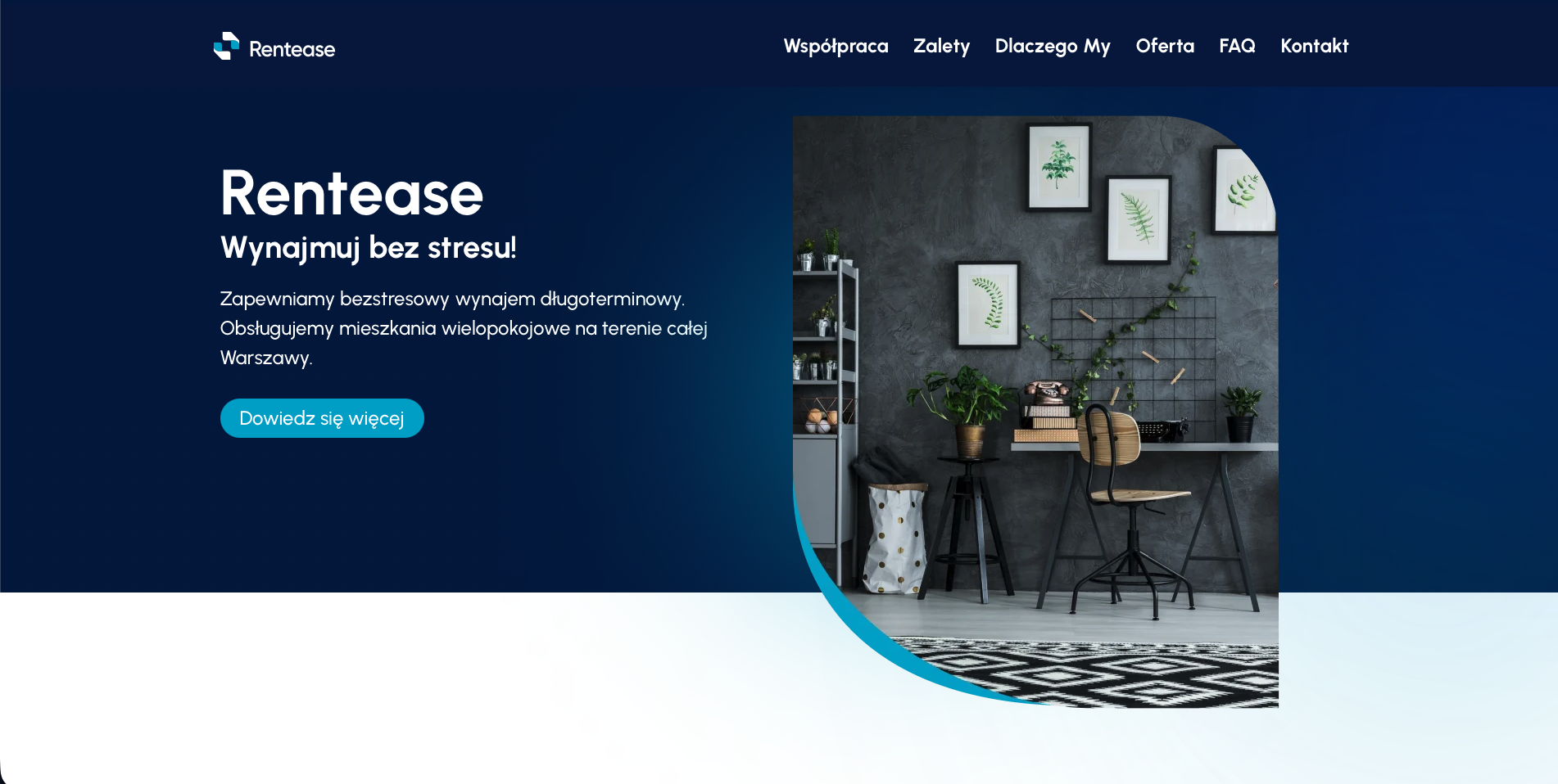 Screenshot of the Rentease long-term rental website