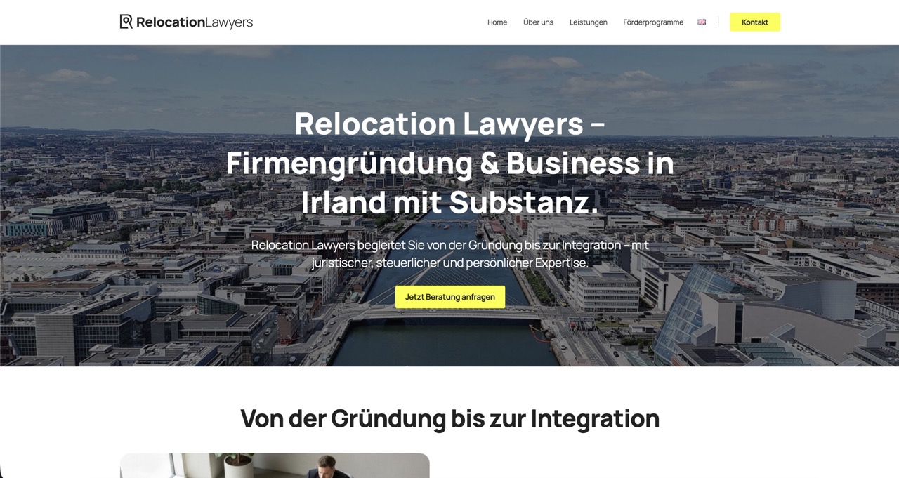 Screenshot of the Relocation Lawyers website