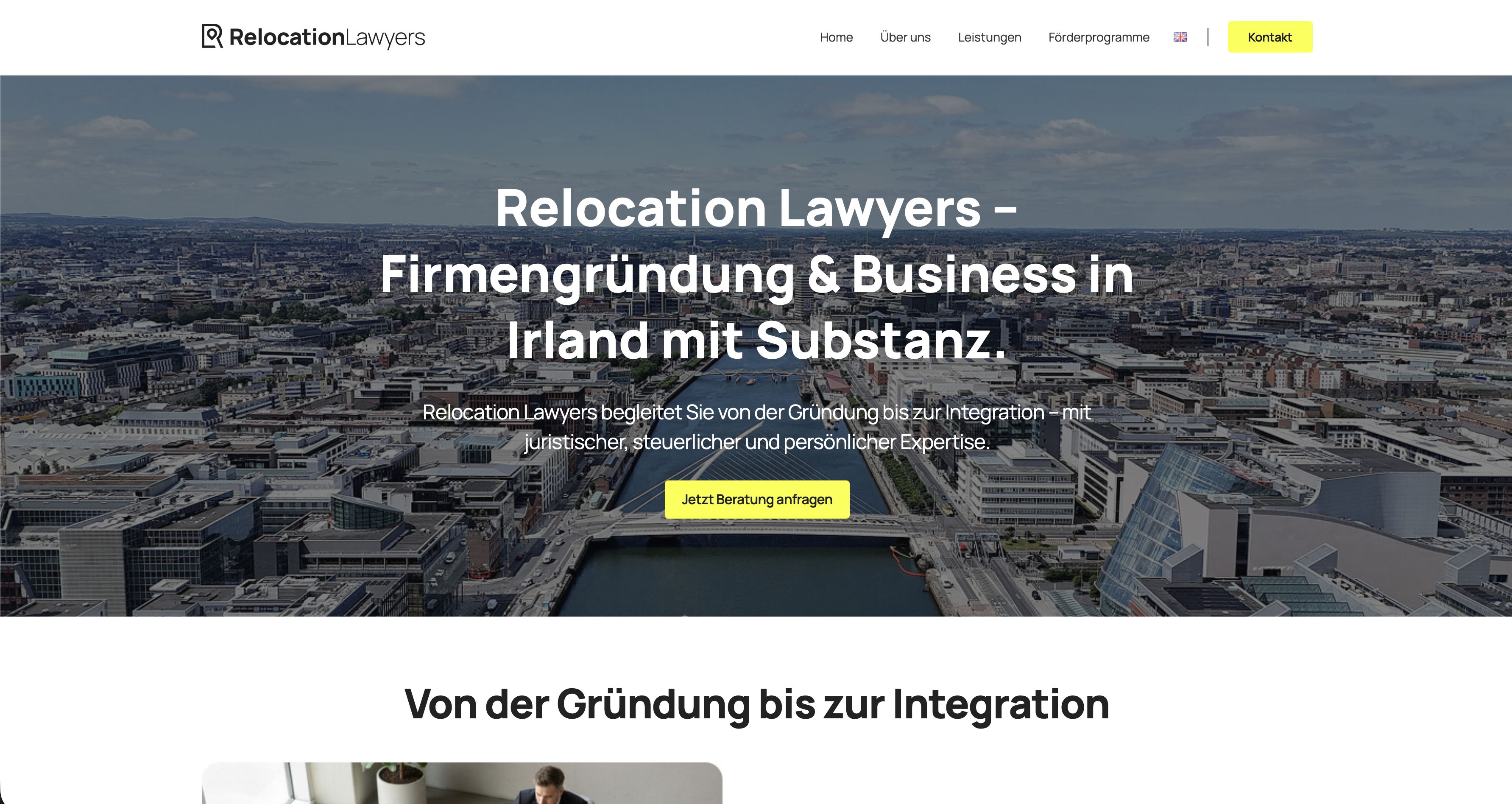 Screenshot of the Relocation Lawyers website