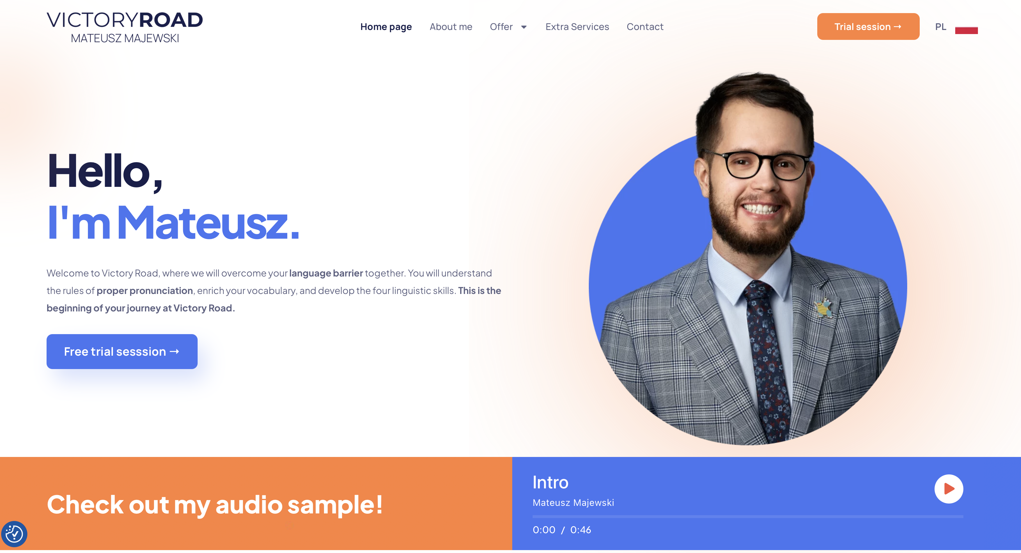 Screenshot of the Victory Road language project website
