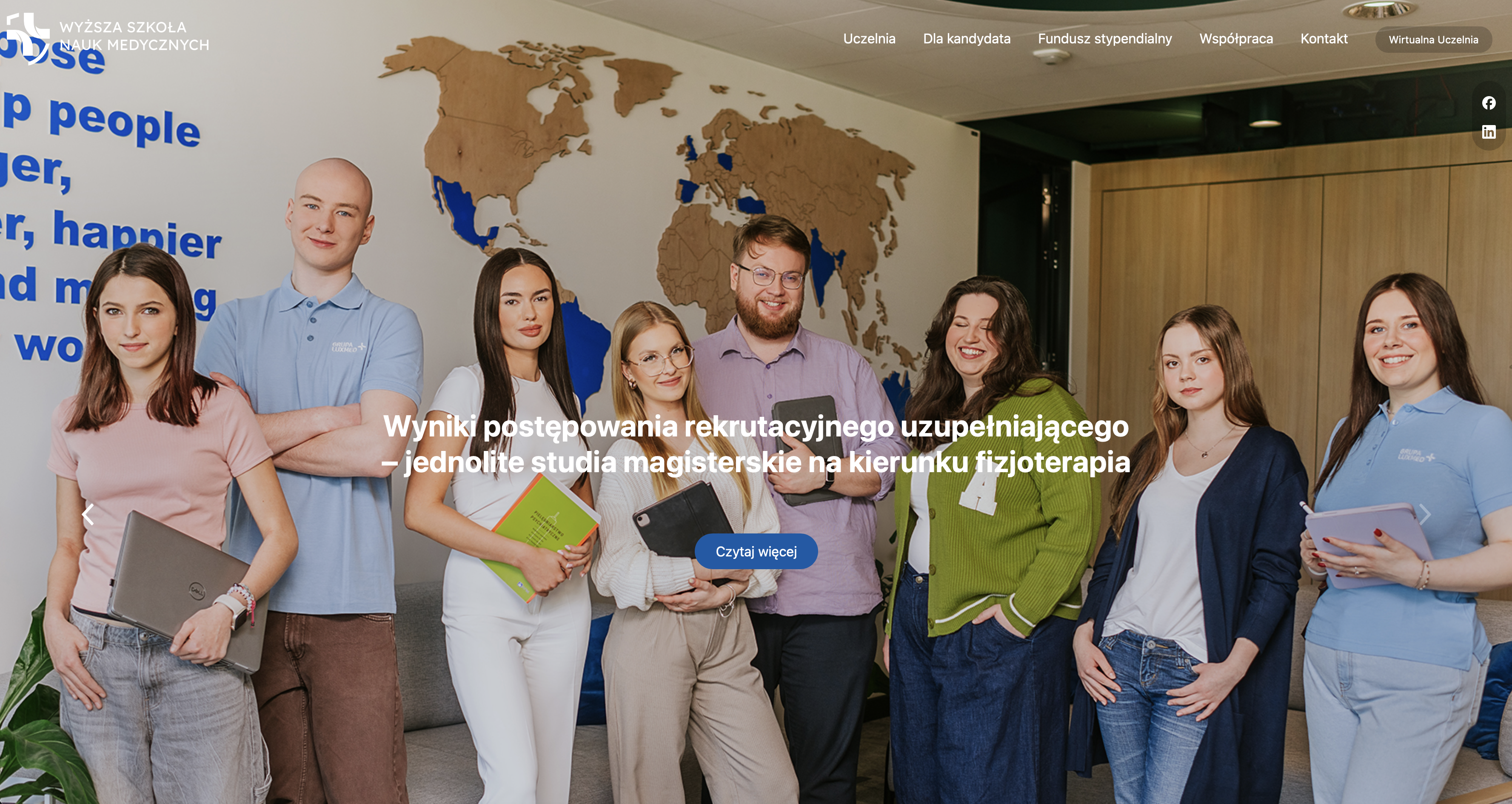 Screenshot of the WSNM medical university recruitment website